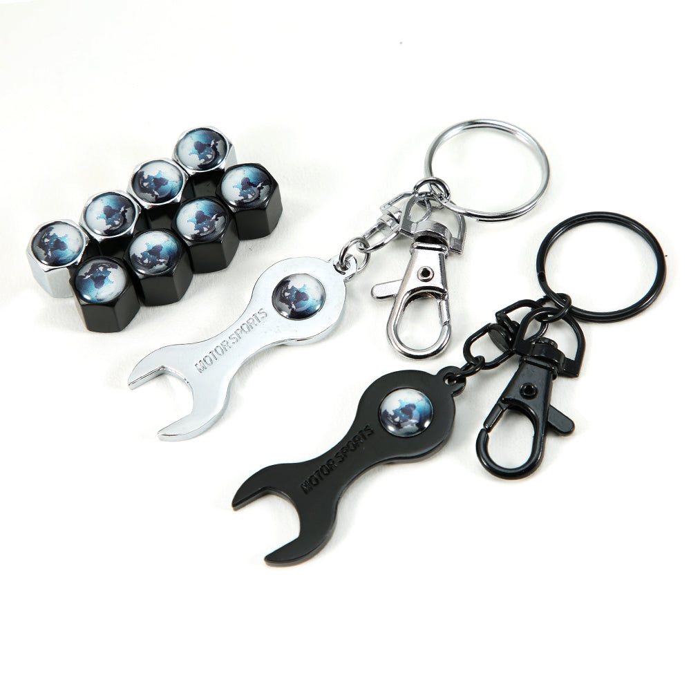 4PCS CAR TIRE VALVE CAPS KEYCHAIN