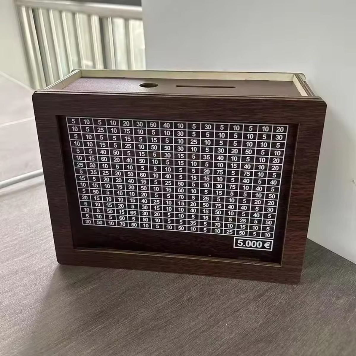 WOODEN PIGGYBANK WITH SAVINGS GOAL