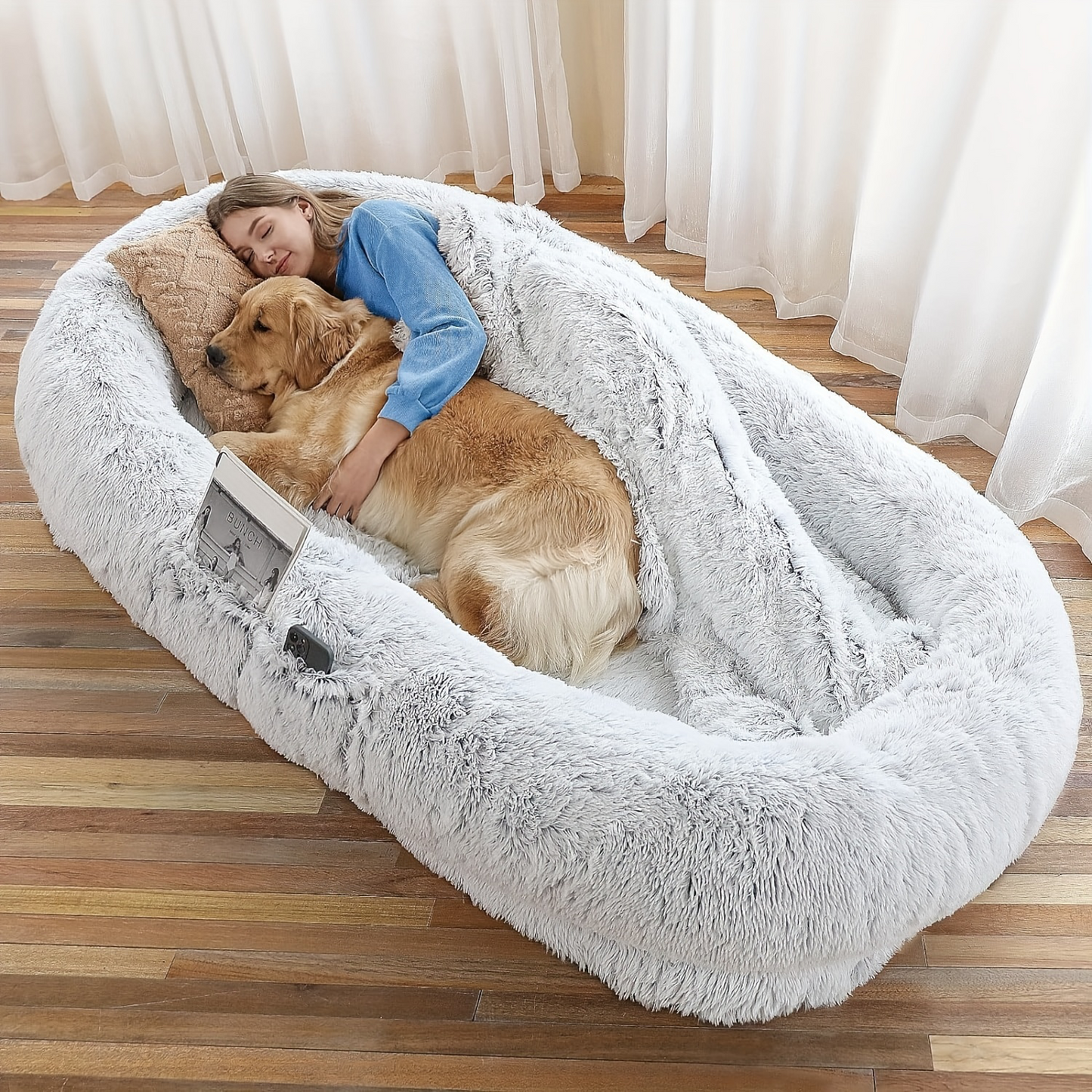 ULTRA-PLUSH HUMAN DOG BED