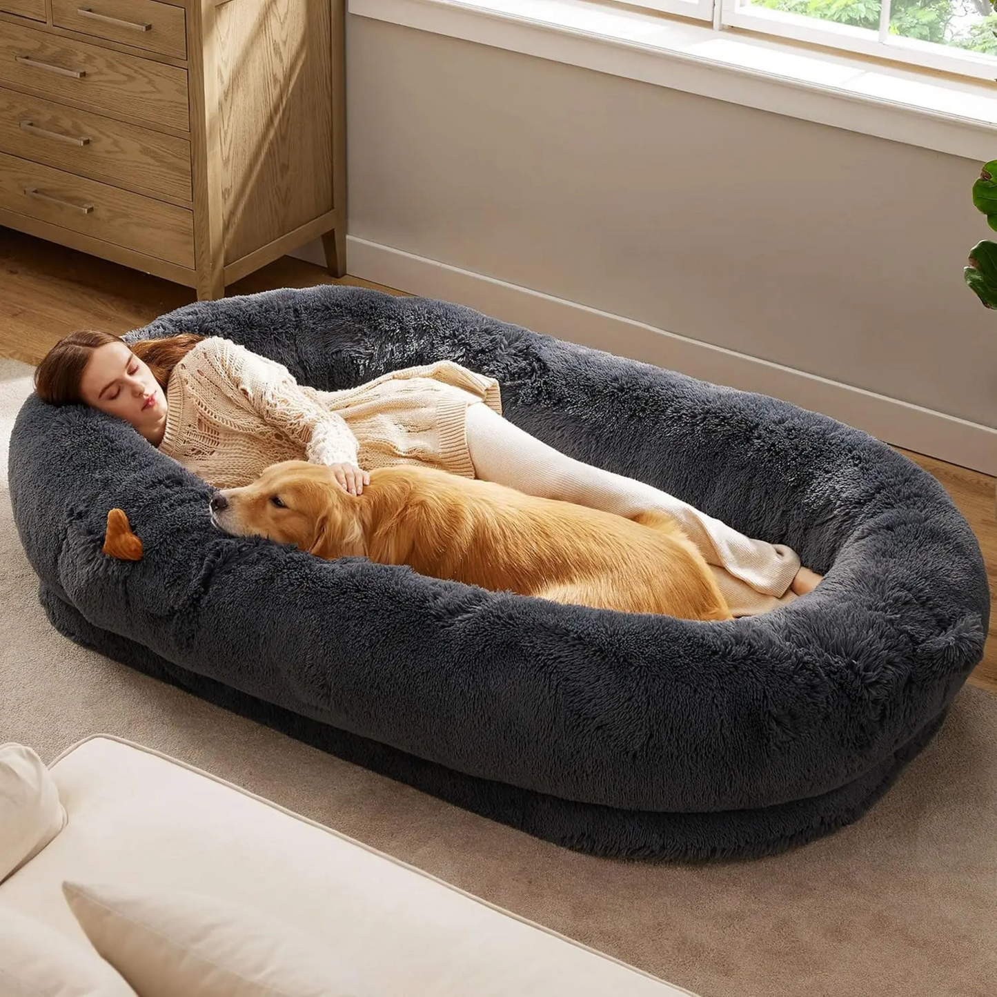 ULTRA-PLUSH HUMAN DOG BED