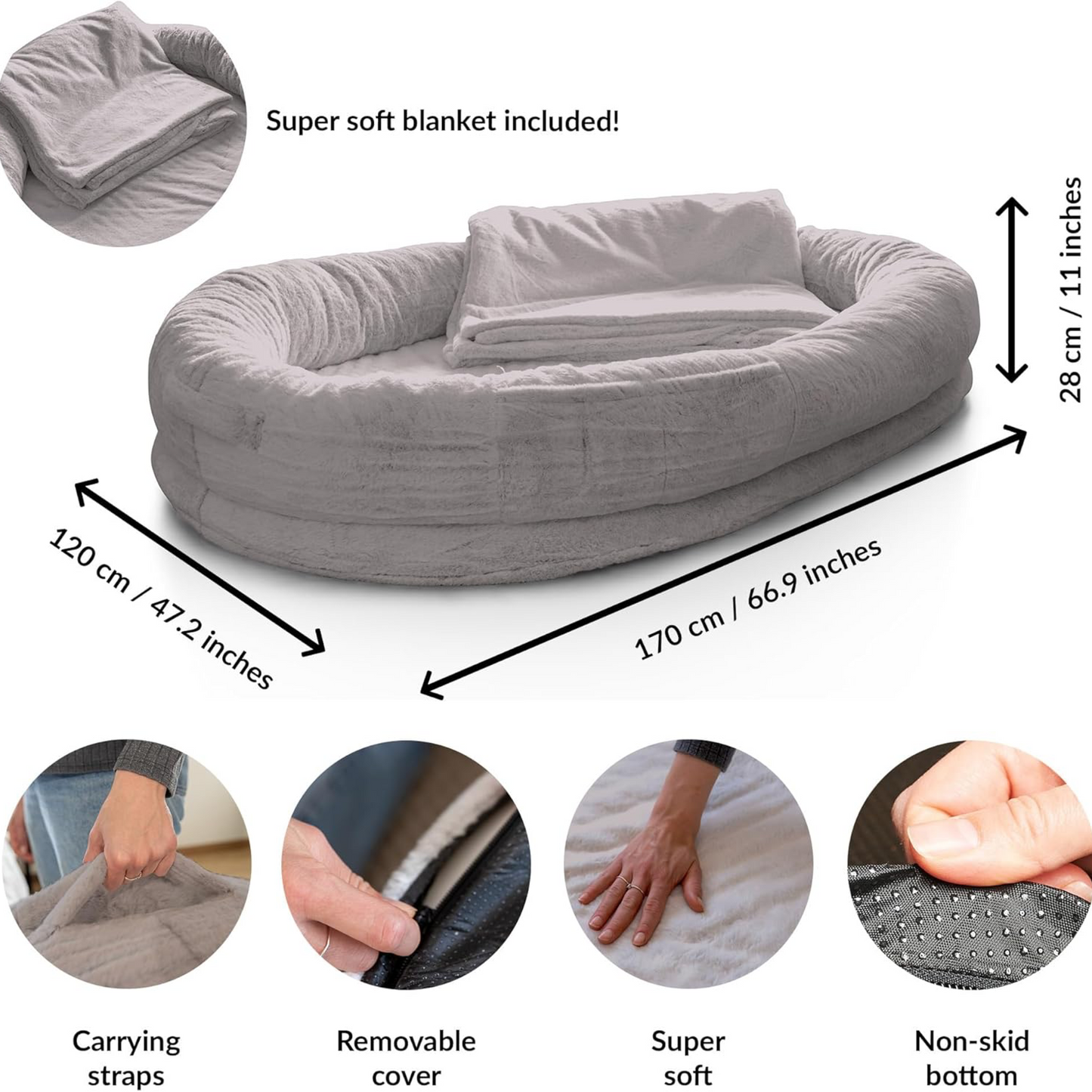 ULTRA-PLUSH HUMAN DOG BED