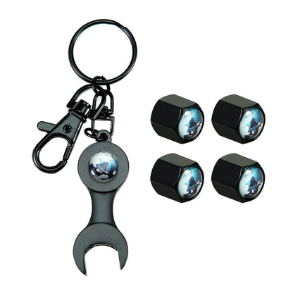 4PCS CAR TIRE VALVE CAPS KEYCHAIN