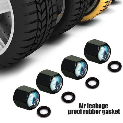 4PCS CAR TIRE VALVE CAPS KEYCHAIN