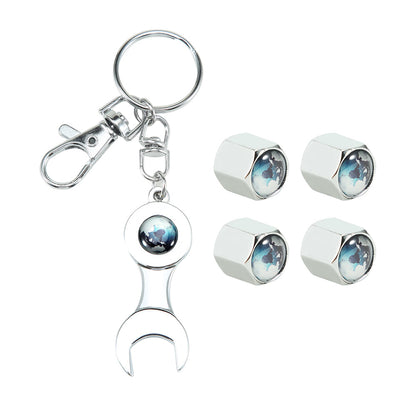 4PCS CAR TIRE VALVE CAPS KEYCHAIN