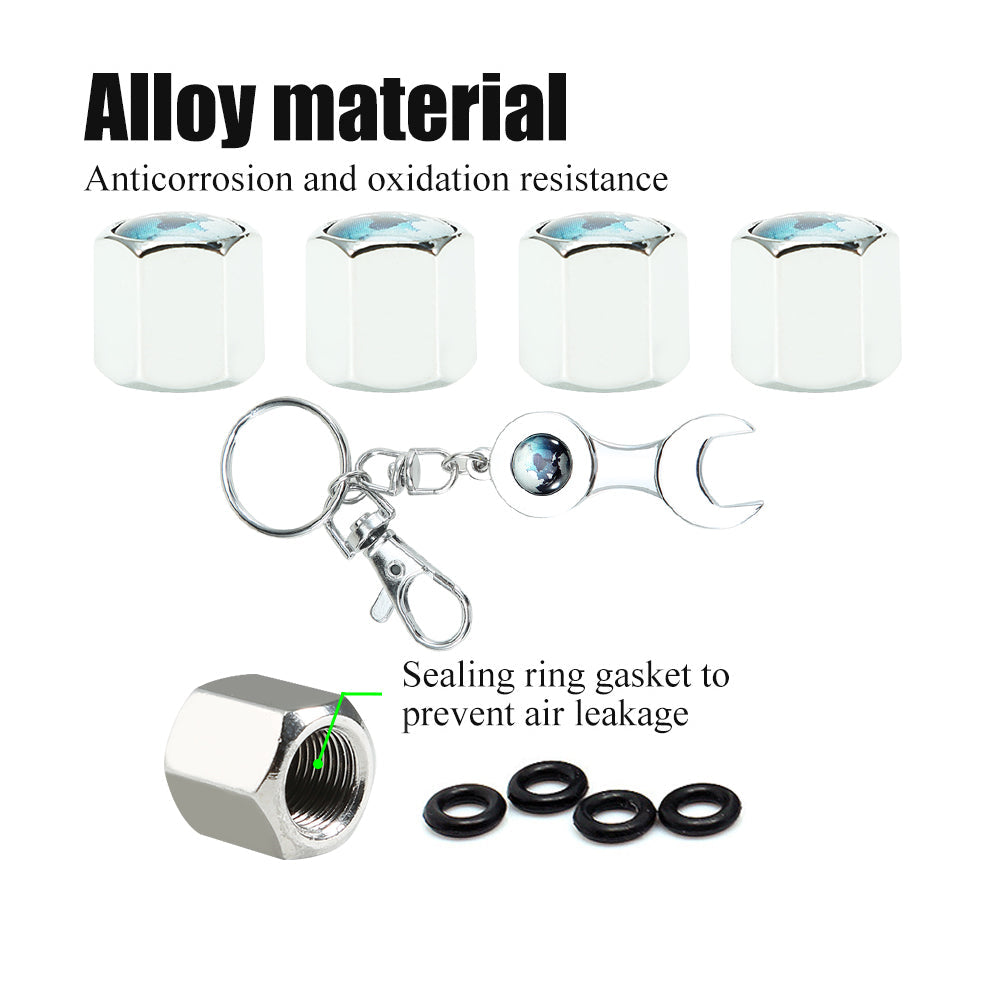 4PCS CAR TIRE VALVE CAPS KEYCHAIN