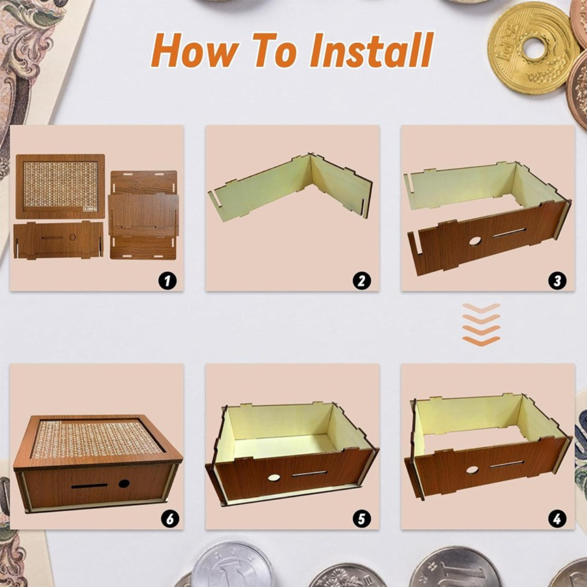 WOODEN PIGGYBANK WITH SAVINGS GOAL